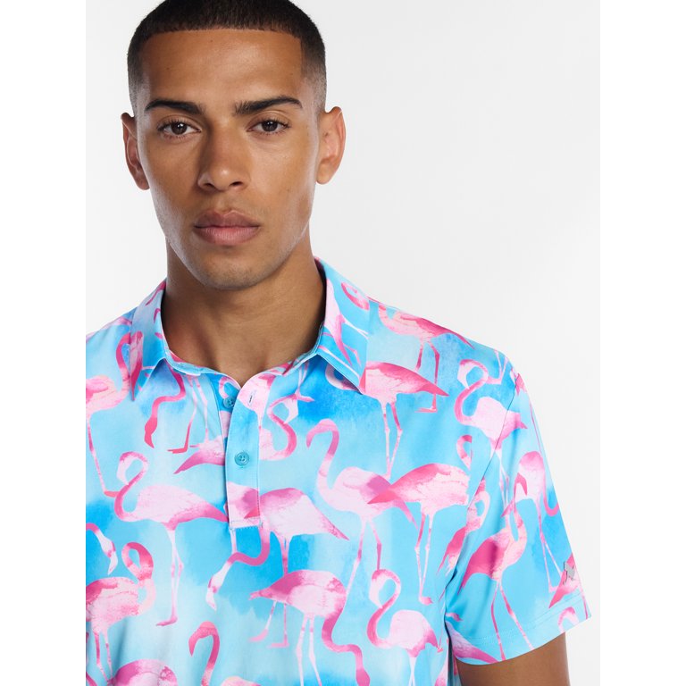 Birdie Bound Men's Artsy Flamingos Polo Shirt photo 4