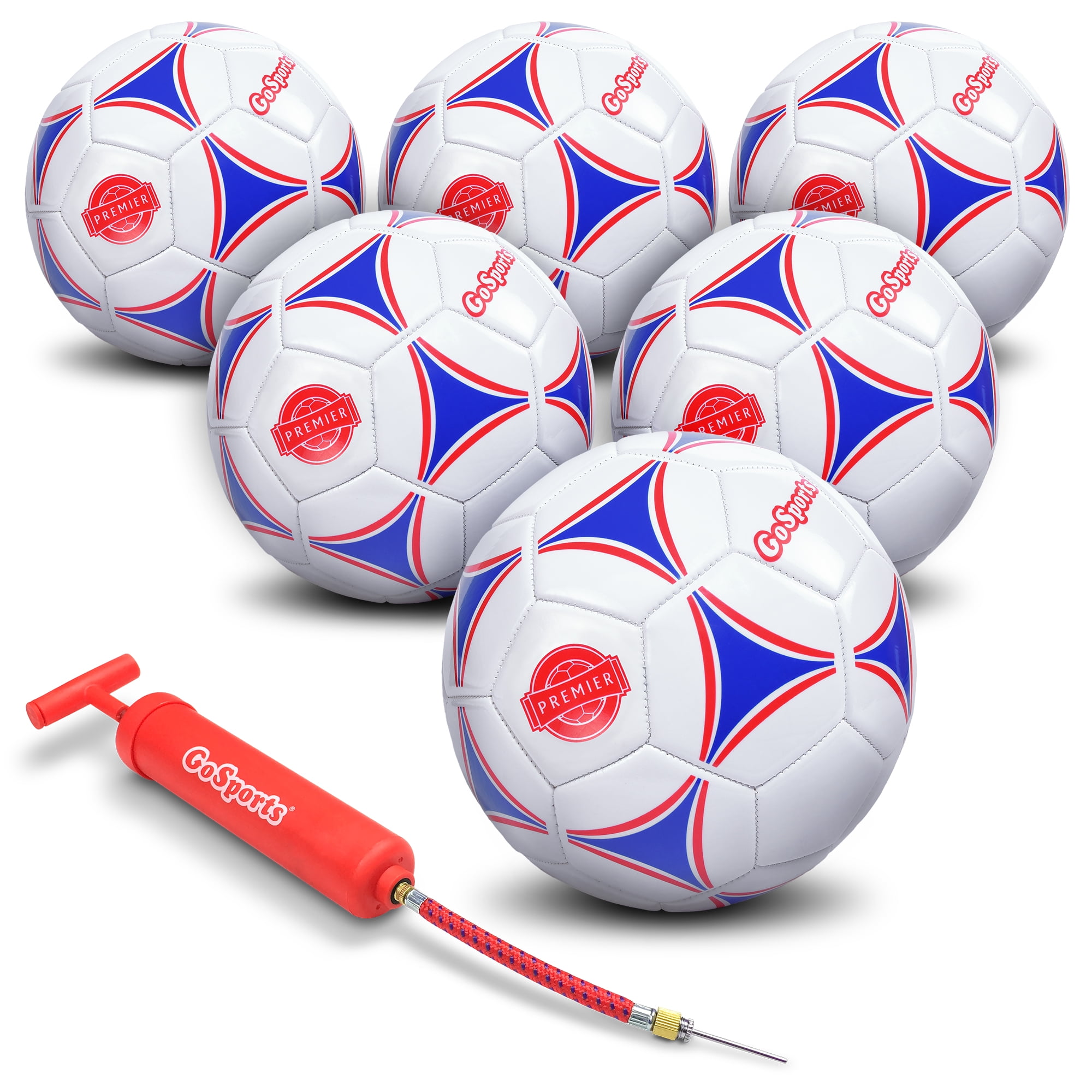 GoSports Premier Soccer Ball with Premium Pump 6 Pack, Size 3