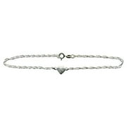 Brilliance Sterling Silver Loose Rope With Pav Heart 9,5"