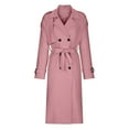 thumbnail image 4 of Womens Fall Fashion Cardigan Double Breasted Trench Coat Jacket Windproof Classic Lapel Belted Overcoat with Pocket, 4 of 7