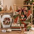 thumbnail image 2 of Christmas Wreath DIY Kit for Front Door, Fabric Patchwork Christmas Wreath Craft Set, Artificial Greenery Wreath with Hanger, Porch Window Wall Ornament, Indoor Outdoor Christmas Holiday Decor, 2 of 8