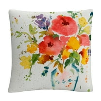Sheila Golden 'White Vase With Bright Flowers' 16 X 16 Decorative Throw Pillow