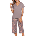thumbnail image 6 of WQD Womens Pajama Sets 2 Piece Lounge Sets Soft Loungewear Comfy Pj Sets V Neck Short Sleeve Top and Capri Pants Loose Sleepwear with Pockets, 6 of 7