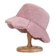 thumbnail image 5 of Tnobhg Women Winter Fisherman Hat Soft Plush Thick Windproof Solid Color Flower Edge Flat Top Warm Cold Resistant Lightweight Outdoor Basin Cap Casual Cap, 5 of 8