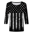 thumbnail image 5 of Sweet Home Farm 3/4 Sleeve T Shirts for Women Length Womens Tops 4th Of July Casual Crewneck USA Flag And Stripes Patriotic Patriotic Shirts Black, 5 of 5