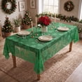 thumbnail image 5 of Sm:)e Poinsettia Embroidery Lace Tablecloth 60x104 Inch, Green, Vintage Floral Fabric Classy Vintage Reception Decor, 5 of 6
