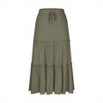 thumbnail image 4 of Loopsun Womens Summer Skirts, Women's Summer Casual Fashion Solid Color Fold Elastic Waist Skirt Army Green XXL, 4 of 5