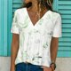 thumbnail image 2 of Camiseta de manga corta suelta con cuello en V y estampado plisado informal a la moda para mujer Pompotops hkajfhjk470315, 2 of 9