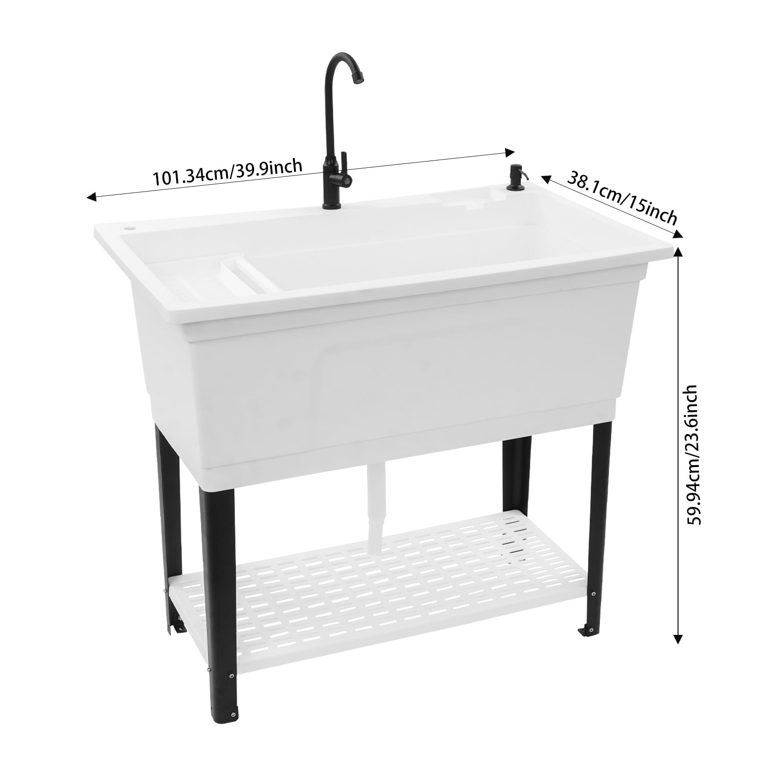 39.9*15*23.6in Kitchen Rectangle Sink Multi-Purpose Kitchen Utility Sink for Restaurant Workshop Garage
