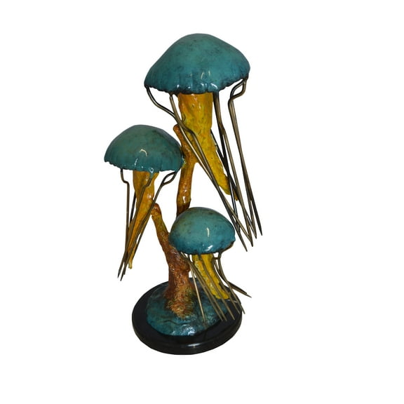 Three Jellyfish Bronze Statue -  Size: 12"L x 10"W x 22"H.