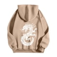 thumbnail image 4 of RUTAYY Men's Hoodie Long Sleeve Drawstring Front Pocket Dragon Graphic Back Print Pullover Sweatshirt Brown, 4 of 4