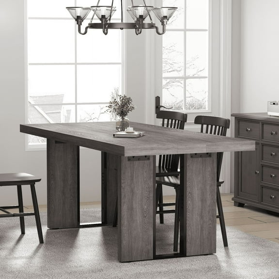 Loomie 70.8 Inch Dining Table, Vintage Grey Modern Kitchen Table for 6-8 People, Rectangle Dinner Table for Living Room, Apartment