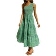 thumbnail image 5 of Seyurigaoka Women's Boho Summer Printed One Shoulder Sleeveless Smocked Flowy Tiered Beach Party Maxi Dress, 5 of 9