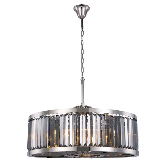 Urban Classic Chelsea 10-Light Metal Royal Cut Chandelier in Polished Nickel