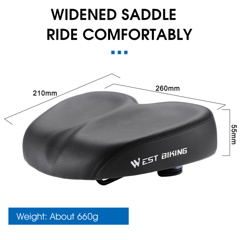 WEST BIKING Ergonomic Replacement Saddle Soft Widen Thicken Road Bike Cushion Long Distance Riding Comfortable Shockproof Cycling Seats - image 5 of 7