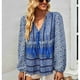 thumbnail image 3 of Top casual floral,Camisa de manga larga con estampado floral en V para mujer Top con estampado floral con cuello en V de alta capacidad, 3 of 8