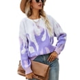 thumbnail image 3 of Qiylii Printed Knit Sweater, Color Block Long Sleeve Round Neck Pullover, 3 of 9
