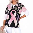 thumbnail image 5 of YOIAVAIOY Black Scrubs for Women, Breast Cancer Awareness Holiday Scrub Tops Short Sleeve V Neck Nurse Shirt Workwear Tunic Blouse Working Uniform with Pockets S, 5 of 5