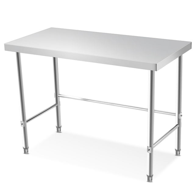 Yiwa Commercial Stainless Steel Table, Versatile Food Prep & Workbench with Open Base, Optional Mobility for Garage or Warehouse