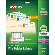 AVERY G Avery Extra-Large File Folder Labels in Assorted Colors for Laser and Inkjet Printers with TrueBlock(TM) Technology, 15/16 in