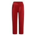 thumbnail image 4 of AKEGAMN Cotton Pants Back Elastic Waist Casual Trousers, Red M, Size S-XXL, 4 of 5