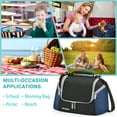 thumbnail image 5 of Tirrinia Insulated Lunch Bags for Women, Men, Leakproof Thermal Reusable Lunch Bag with 2 Zipper Pockets, Lunch Box Cooler Tote, Black Grey, 14" x 7" x 9.5", 5 of 7