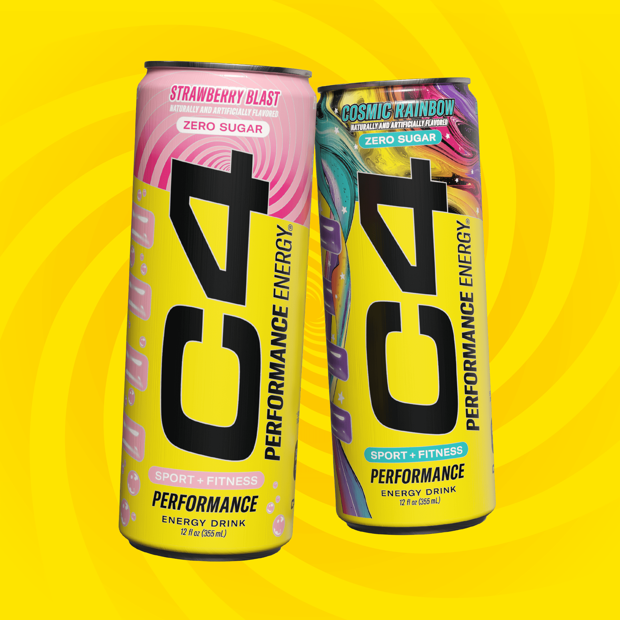 C4 Performance Energy Drink, Jolly Rancher & Candy Variety Pack, Strawberry Blast, Watermelon, Green Apple, & Cosmic Rainbow, 12 fl oz Cans, 12 Pack