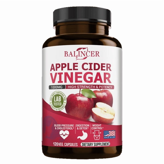 Balincer Apple Cider Vinegar Supplement, 120 Veggie Capsules, Supports Healthy Digestion & Metabolic Wellness