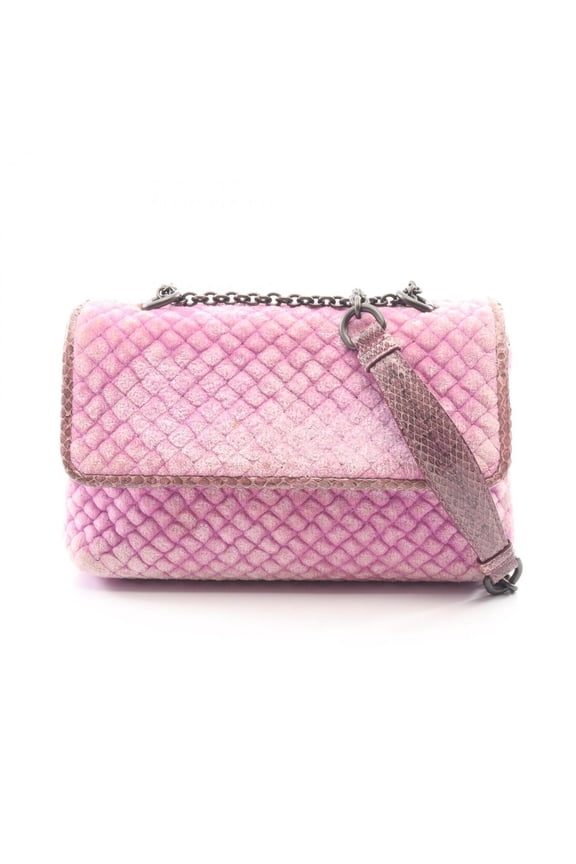 Pre-Owned Bottega Veneta shoulder bag/handbag, fabric and leather, women's, purple.