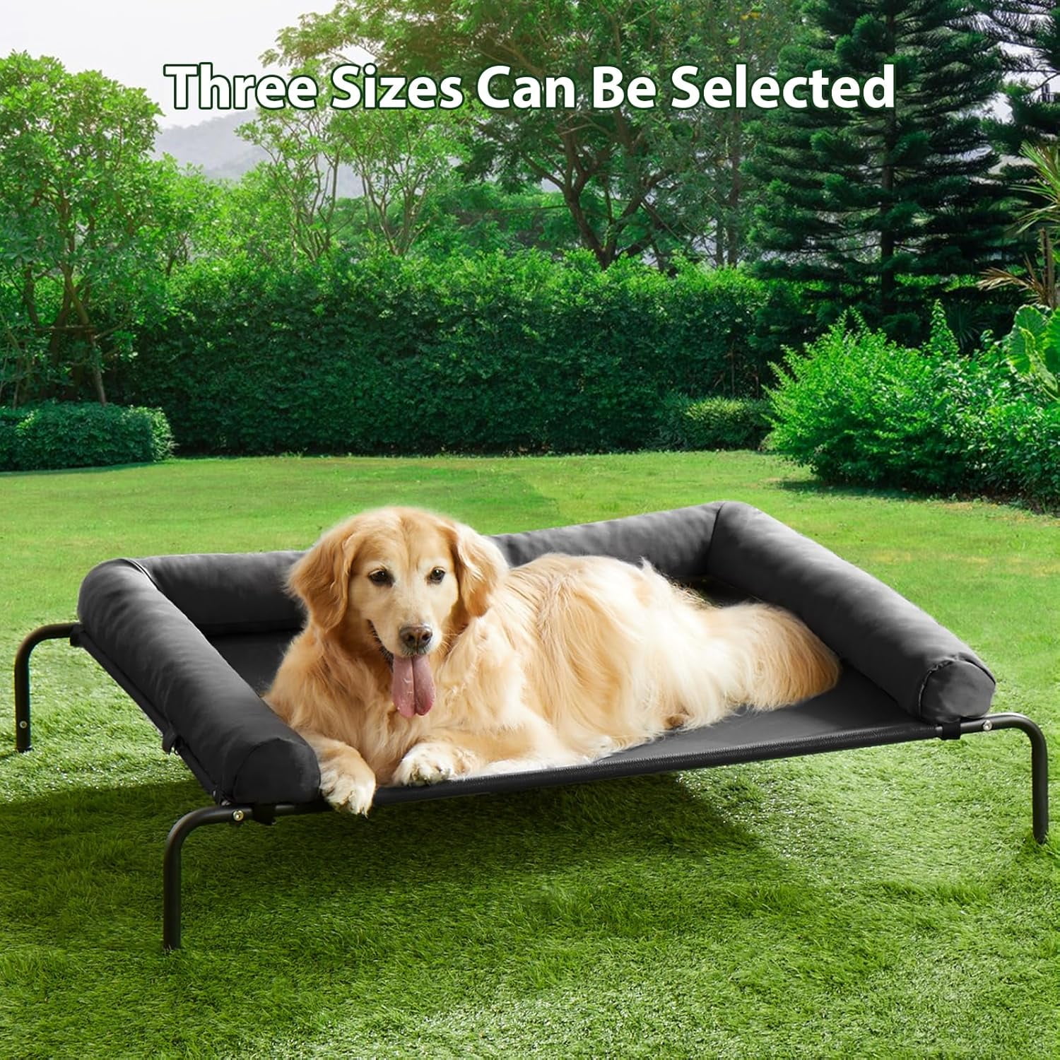 Cooling Elevated Dog Bed for Large Dogs – Waterproof Raised Dog Cot with Slope Headrest, Breathable Teslin Mesh, Durable & Portable Pet Bed for Indoor and Outdoor Use, Brown