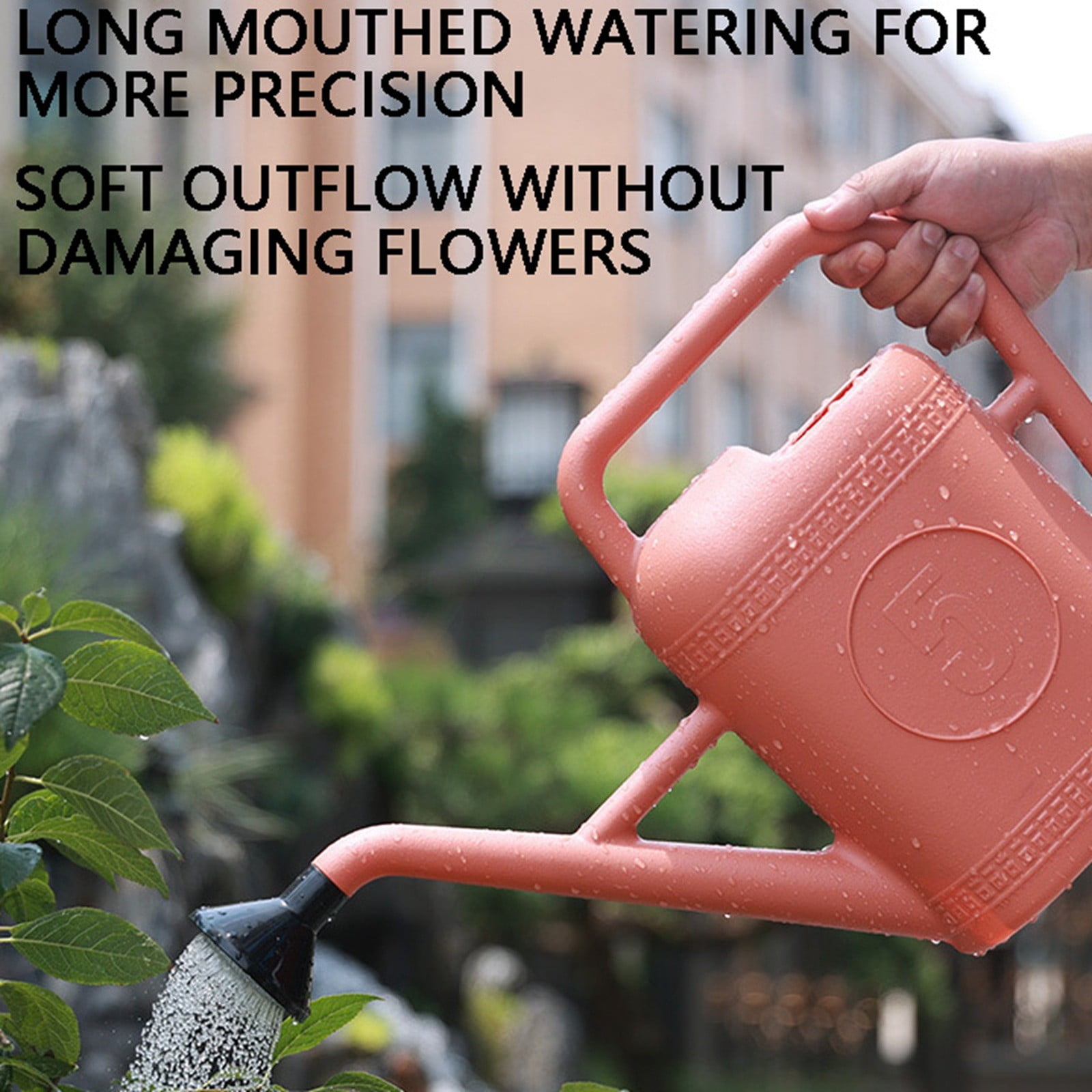 Large Capacity Garden Watering Can, Long Spout Plastic Water Pot with Detachable Sprinkler Head for Outdoor Plants