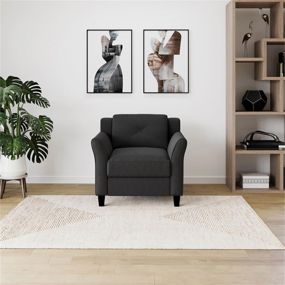 Home Square 3-Piece Set with Microfiber Chair & Loveseat & Sofa in Black