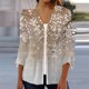 thumbnail image 2 of Camisa de Mujer Blusa Estampada SCZ Manga 3/4 Casual Caqui/2XL, 2 of 3