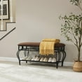 thumbnail image 5 of Shoe Bench Rack for Entryway, Vintage Metal Frame Shoe Rack with Bench, Bench with Shoe Storage for Bedroom Doorway, 5 of 5