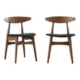 thumbnail image 7 of iNSPIRE Q Arne Mid-Century Modern Dark Walnut Finish Pvc Side Chair, Black Matte (Set of 2), 7 of 7