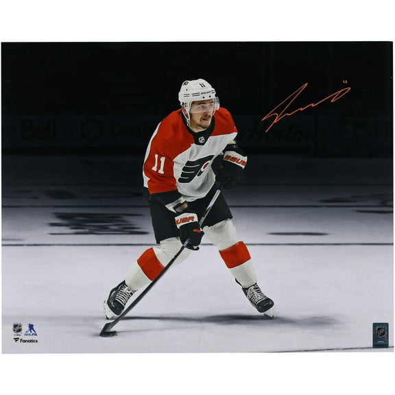 Travis Konecny Philadelphia Flyers Autographed 16" x 20" White Shooting Spotlight Photograph - Fanatics Authentic Certified