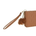 thumbnail image 5 of Unique Bargains 1 Pc Coin Purse Wallet Portable Rhombus Wristband Plush Pom Zip Coin Purse Pouch Brown, 5 of 5