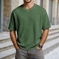 thumbnail image 2 of Chemises pour Hommes à Manches Courtes, Col Ras du Cou, T-Shirts Basiques Vert Armée, Vêtements pour Hommes, 2 of 4
