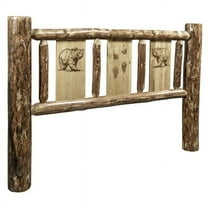 Montana Woodworks  Glacier Country Collection Headboard with Laser Engraved Bear Design - Queen Size