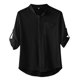 thumbnail image 1 of Camisas Para Hombre Manga Larga Negra Camisas con cuello vuelto para hombre, blusa informal sólida de media manga, camisa de lino y algodón, camisa a la con botones (Black, 4XL), 1 of 6