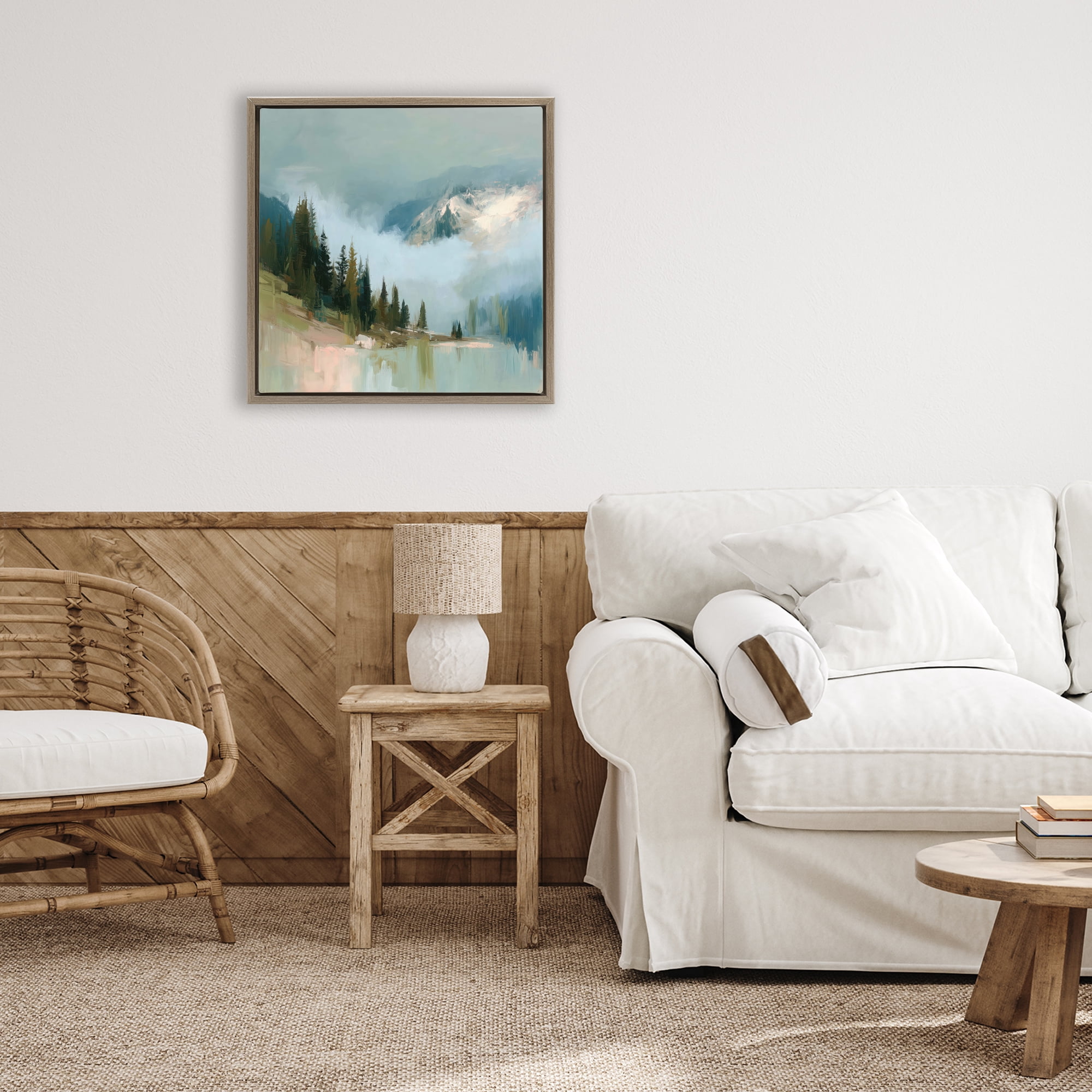 Stupell Industries Fog On The Mountains Brown Framed Floater Canvas Wall Art, design by Kim Curinga