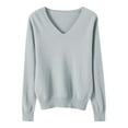thumbnail image 3 of Women's Long Sleeve V Neck Sweaters Pullover Loose Fit Women Grey Sweater Warm Women's Sweater, 3 of 3