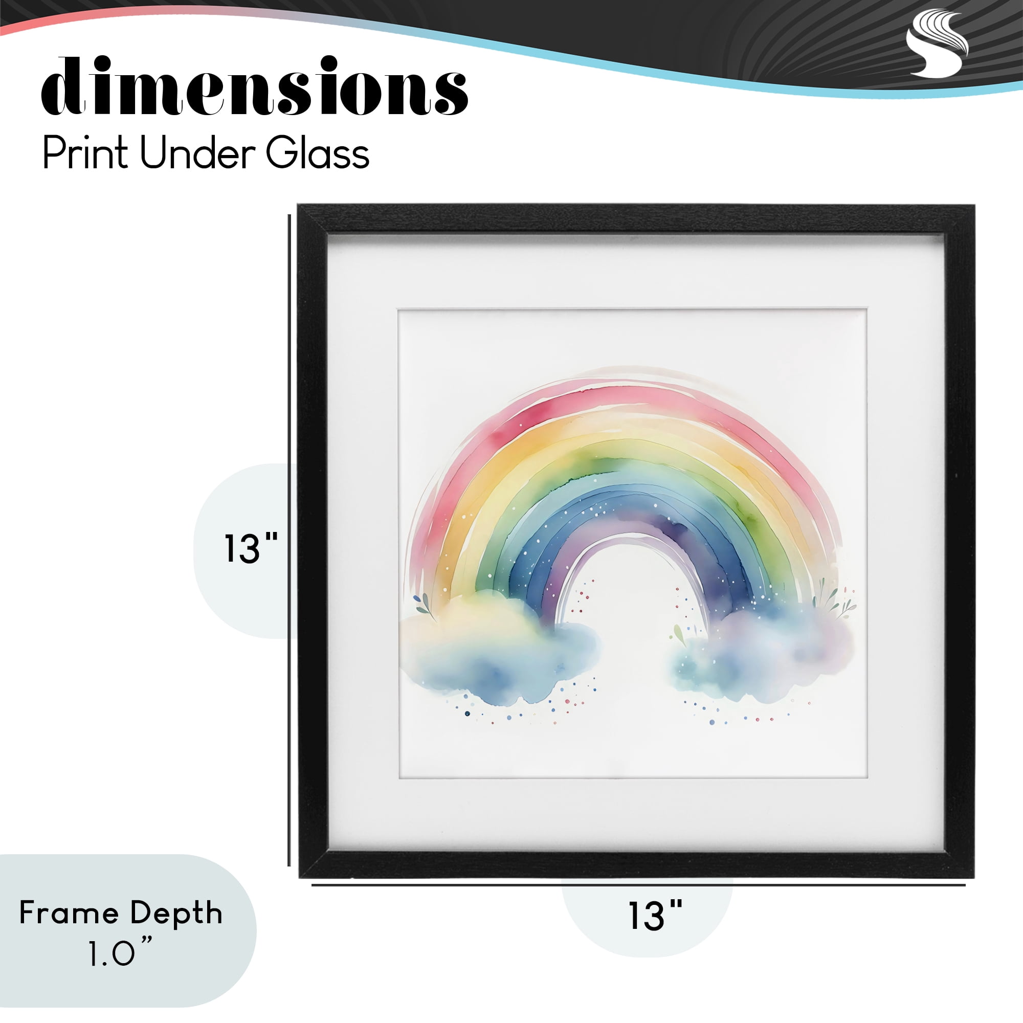 Stupell Industries Soft Rainbow with Clouds Black Framed Print Under Glass, design by Creative Studio