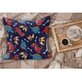 thumbnail image 2 of Dinosaur Fluffy Throw Pillow Cushion Cover, 3 Different Cartoon Dinosaurs Funny Expressions and Bones Theme, Decorative Square Accent Pillow Case, 16" x 16", Navy Blue Orange Red, by Ambesonne, 2 of 5