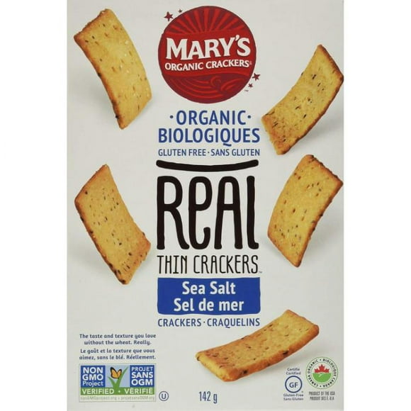 Mary's Organic - Craquelins Vrais Craquelins Minces Sel de Mer Biologique, 142g