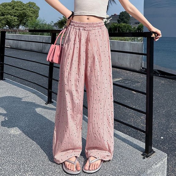 XXWXYD Teen Girls Wide Leg 𝖫ounge Pants Polka Dots, High Waisted Relaxed Fit Palazo Trousers, Aesthetic Casual Trendy Bottoms, Soft Breathable 𝖫oungewear