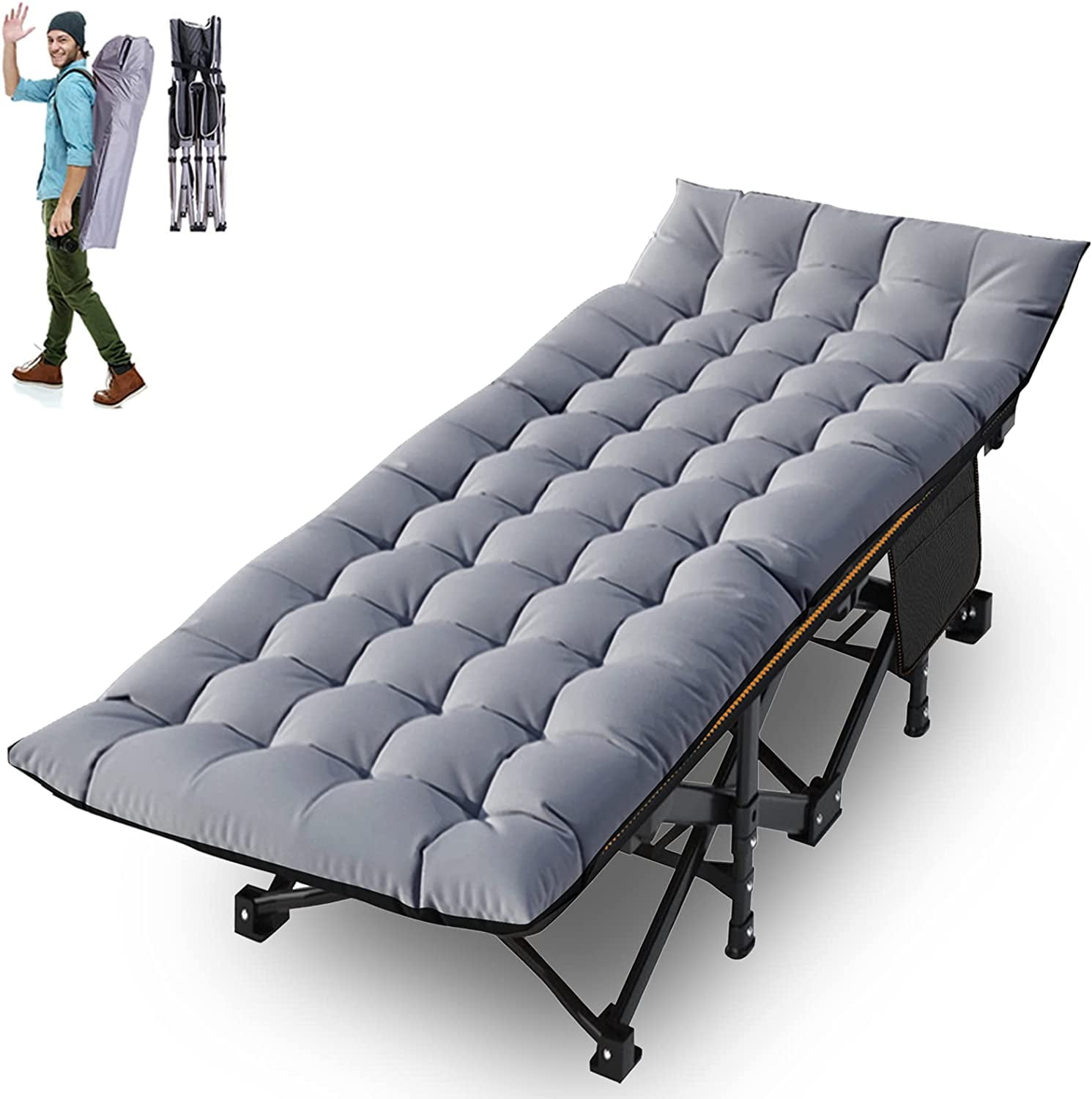 Slsy XL 2 Packs Folding Camping Cots with 2 Sided Mattress Carry Bag 75 28 Sleeping Cot Foldable Guest Beds Cot Supports up to 880 lbs Walmart