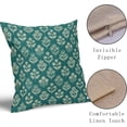 thumbnail image 4 of Teal Floral Block Print Pillow Covers 16x16 Inch Set of 2, Vintage Flower Pattern Decorative Throw Pillowcases Outdoor Farmhouse Cushion Covers Spring Summer Rustic Sofa Couch Bed Decor, 4 of 6