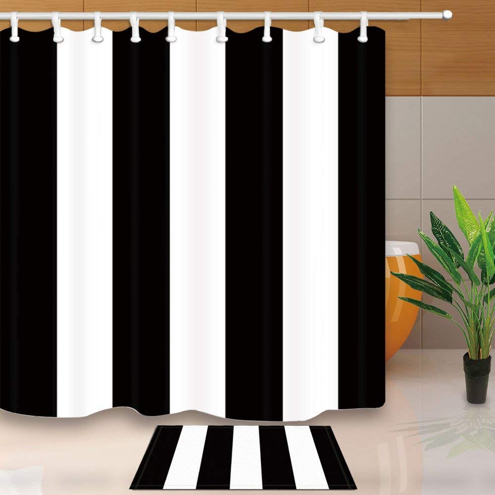 WOPOP Graphics Art Print Decor Black and White Grunge Stripe Shower