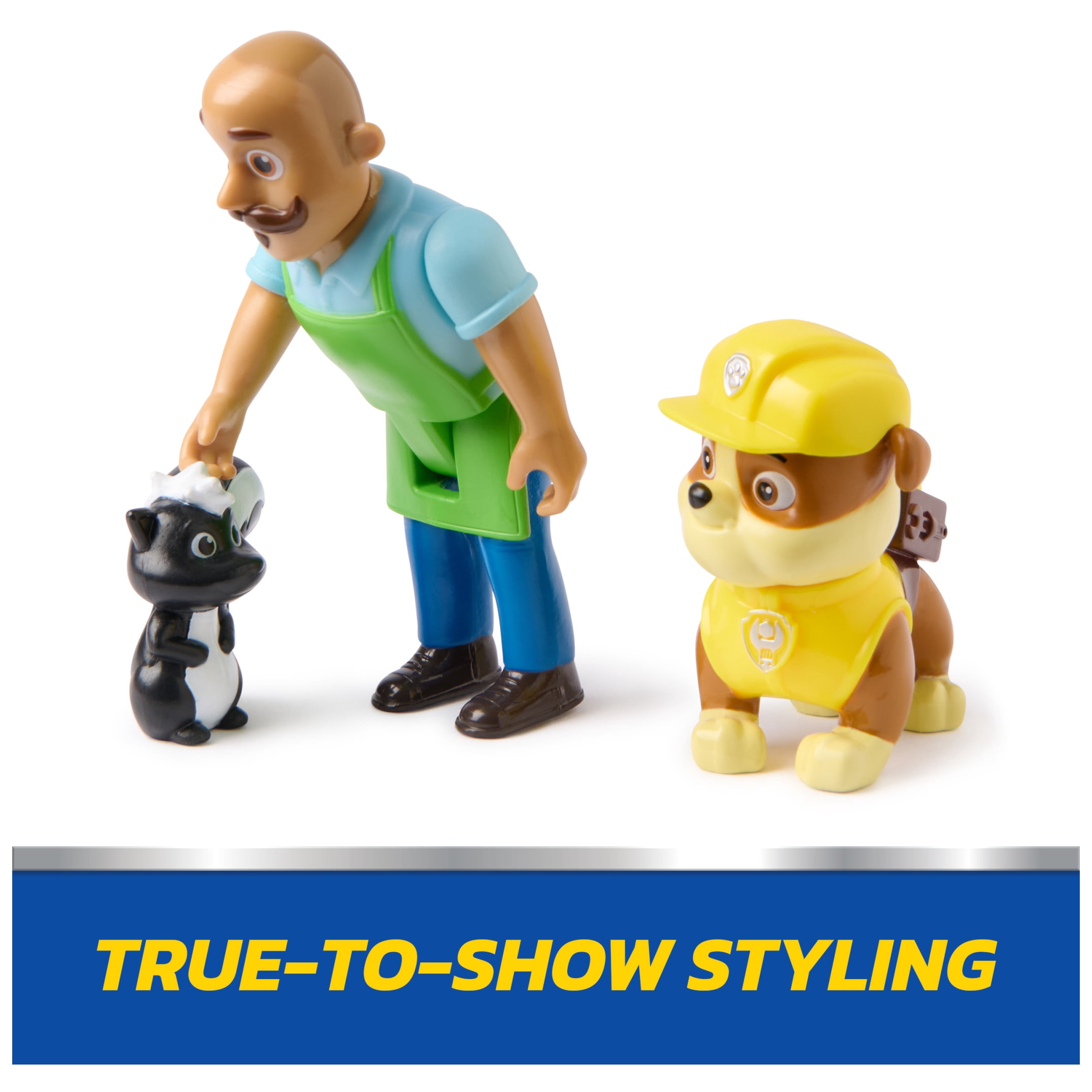 PAW Patrol Rubble & Mr. Porter Figure Pack with Skunk Toy Figure, for Kids 3+